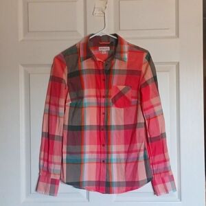 Merona Long Sleeves Women's Cotton Buttoned Top, Plaid Checkered